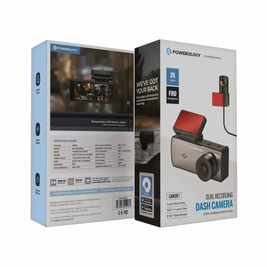 دوربین ثبت وقایع پاورلوژی مدل Dual Recording به همراه دوربین عقب