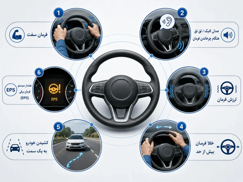 علائم خرابی سیستم فرمان خودرو