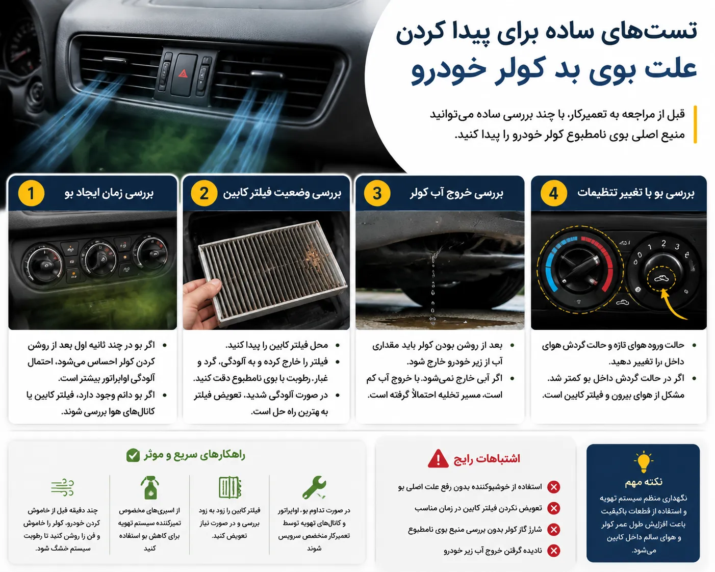 تعویض فیلتر کابین خودرو برای جلوگیری از بوی بد کولر ماشین