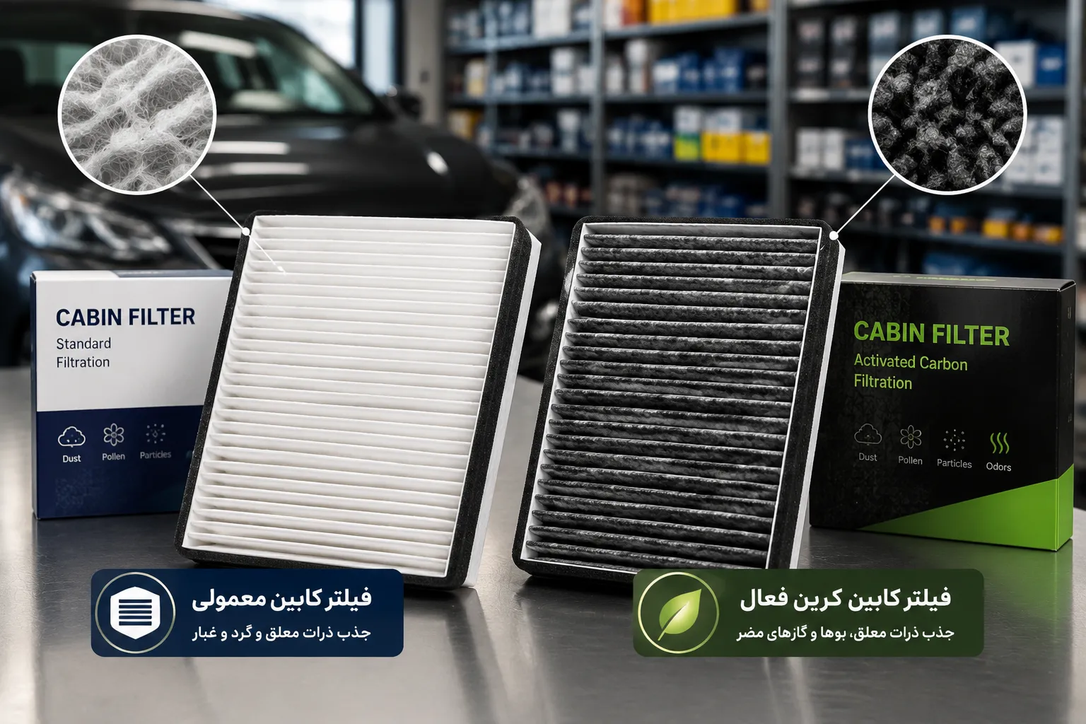 فیلتر کابین معمولی بهتر است یا فیلتر کربن فعال؟
